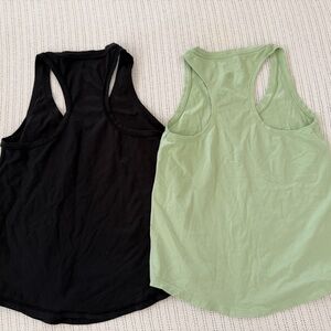 lululemon athletica Black and Light Green Tank Tops